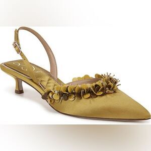 Sam Edelman Trent Slingback Pointed Toe Kitten Heel Satin dark pear NWT in Box